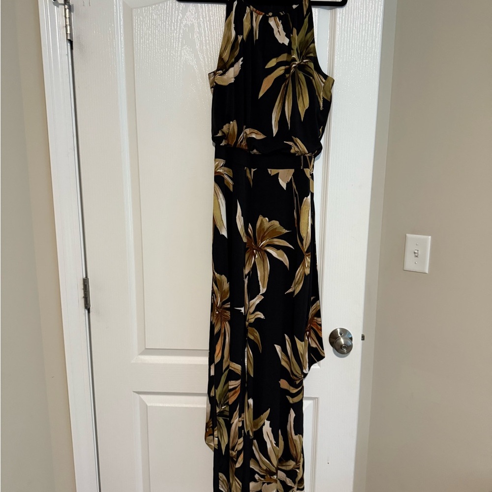 Elegant Black and Gold Floral Jumpsuit